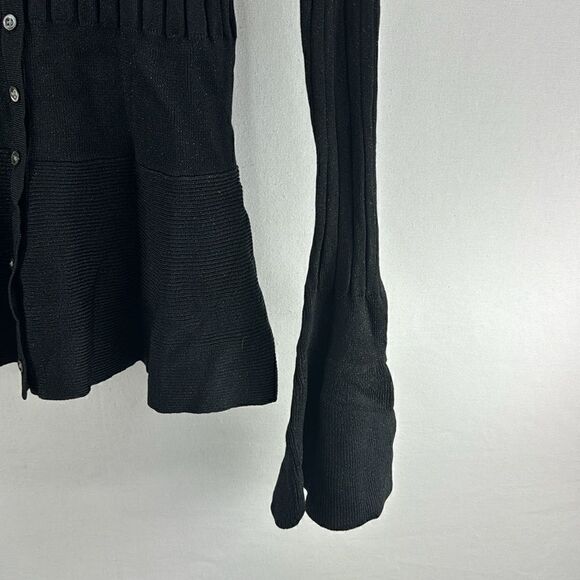 Saks Fifth Avenue Fit & Flare Luxe Cardigan- Black- Size Medium - Picture 4 of 7